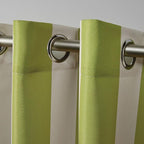 Exclusive Home Canopy Stripe Indoor/Outdoor Grommet Top Curtain Panel, 54"x96", Kiwi / Sand, Set of 2