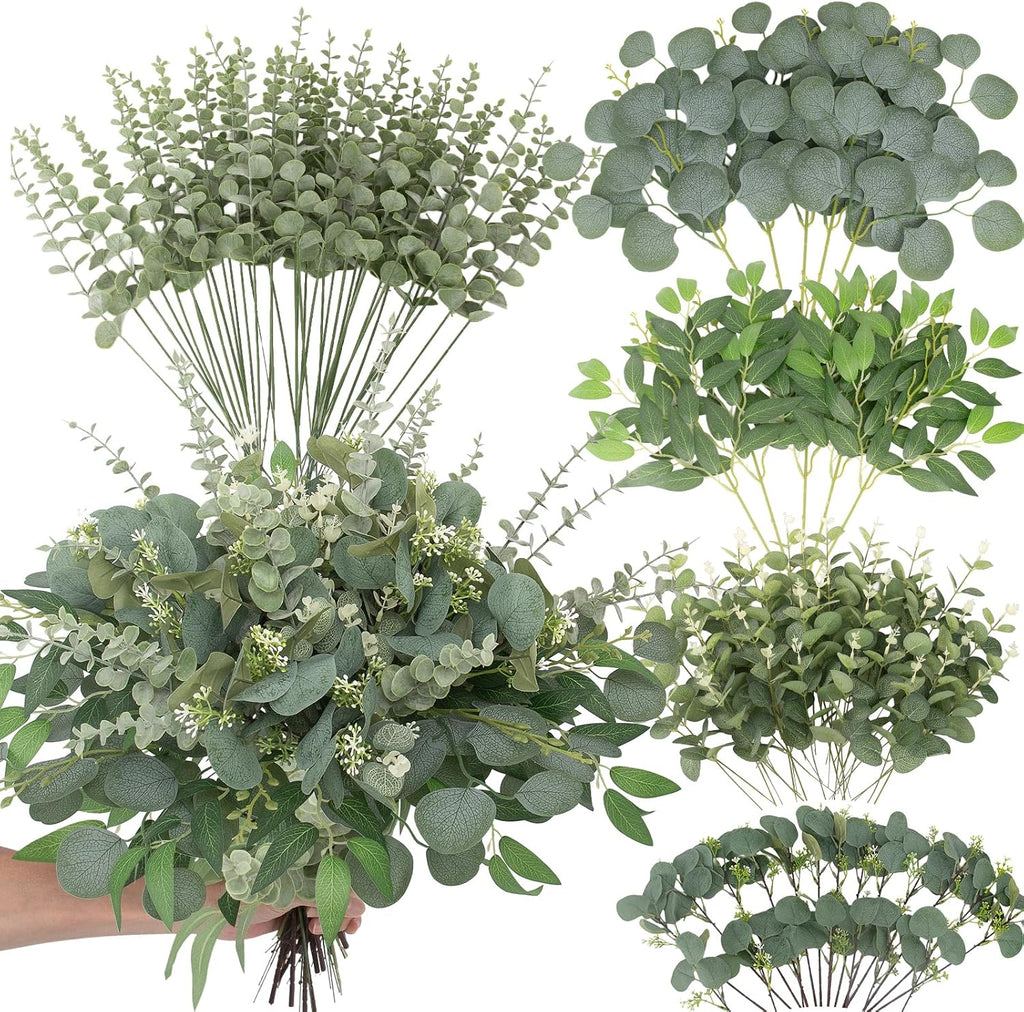daynight 120 pcs artificial mixed eucalyptus stems bulk, main product view