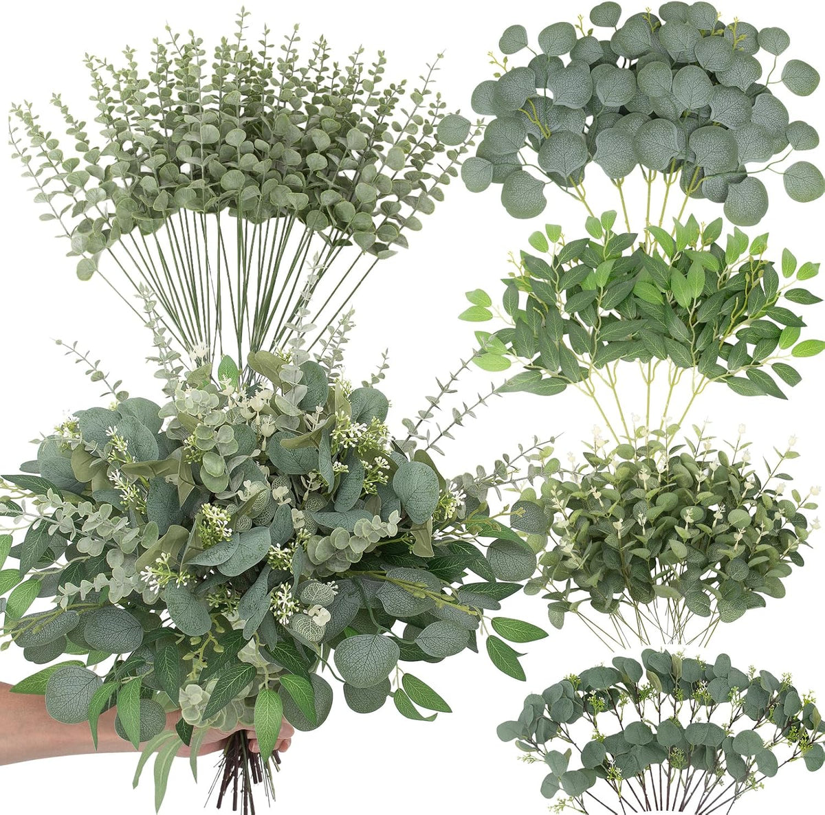 daynight 120 pcs artificial mixed eucalyptus stems bulk, main product view