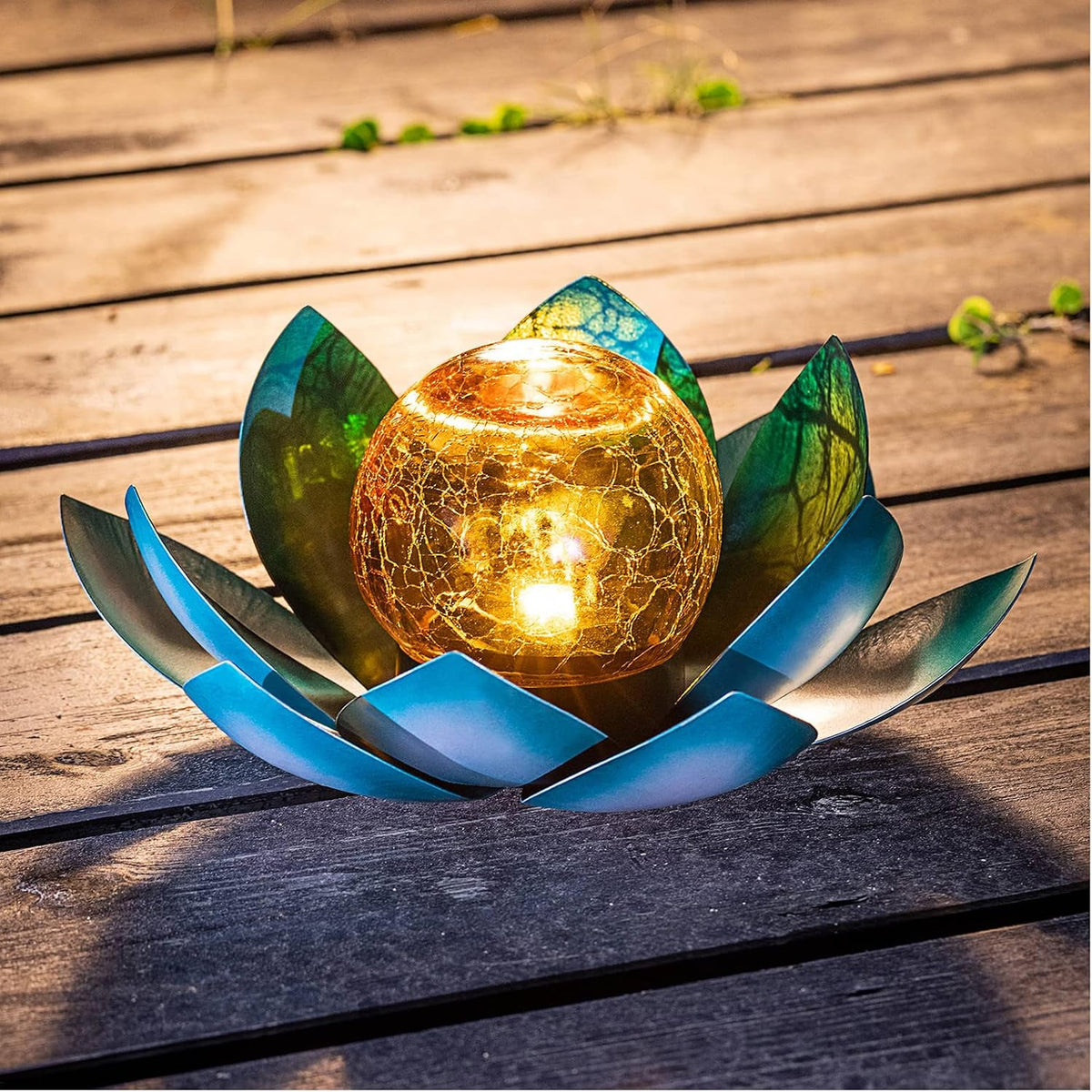 huaxu solar light outdoor garden decor blue metal, main product view