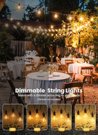 Brightown Outdoor String Lights, 25FT 12+1 G40 Bulbs Shatterproof Patio Lights, IP65 Waterproof Dimmable Hanging Connectable Globe LED Outdoor Lights for Backyard, Bistro, Porch, Deck, Balcony