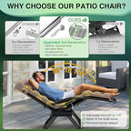 Suteck Oversized Zero Gravity Chair,29In XL Lounge Chair w/Removable Cushion&Headrest, Reclining Camping Chair w/Upgraded Lock and Footrest, Reclining Patio Chairs Recliner for Indoor Outdoor