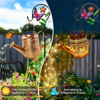 2 Pack Solar Powered Butterfly Watering Can Lights Waterproof Outdoor Decor with Shepherd Hook Hanging Patio Lights for Yard, Garden, Backyard Perfect Gardening Christmas Gift for Women, Mom, Grandma