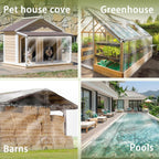 13 ft clear waterproof tarp, pvc 11.8 mil shown in use