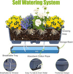 Window Box Planter 6 Pcs, 18 Inches Rectangle Flower Pots with Drainage Holes and Trays, Vegetable Planters for Windowsill Patio Garden Balcony Home Porch Yard Indoor Outdoor (Grey, 18*10*6 inch)