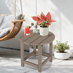 LZRS Round Adirondack Patio Side Table End Table, Outdoor Side Tables for Patio, Backyard,Pool, Indoor Companion, Easy Maintenance & Weather Resistant(Weather Wood)