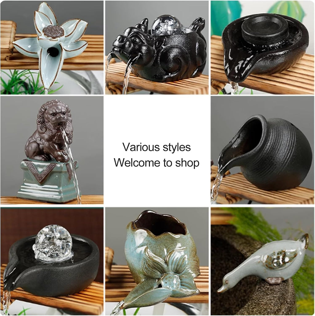 Ceramic jar Pond Spitter – Outdoor Water Fountain Decoration Automatic Circulation Water Landscaping Ornaments for Garden, Patio, Balcony, Koi Ponds(Black)