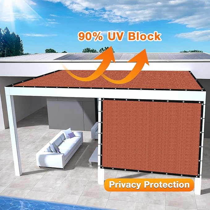 Artpuch 90% Sun Shade Cloth, 6 x 13 FT Pergola Shade Cover Canopy with Grommets, Sun Screen Fabric Tarp for Patio, Outdoor, Garden, Backyard, Rust Red