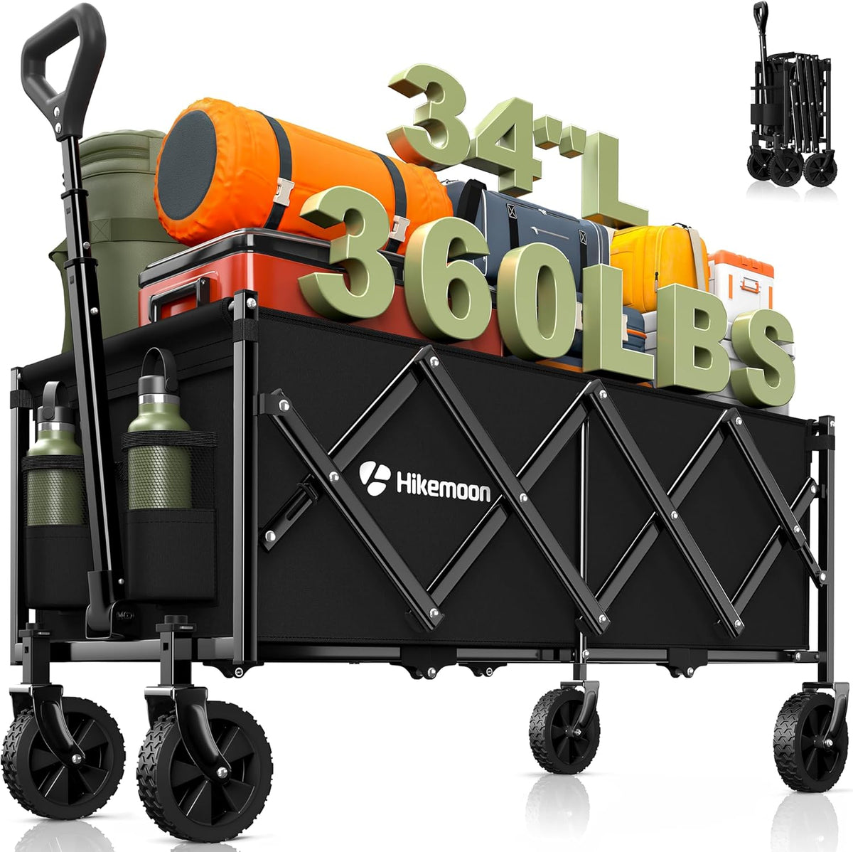 hikemoon 34'' extra long folding portable wagon cart, main product view