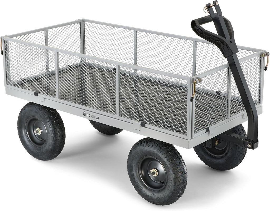gorilla carts steel utility garden cart, 1000 lb., close-up detail