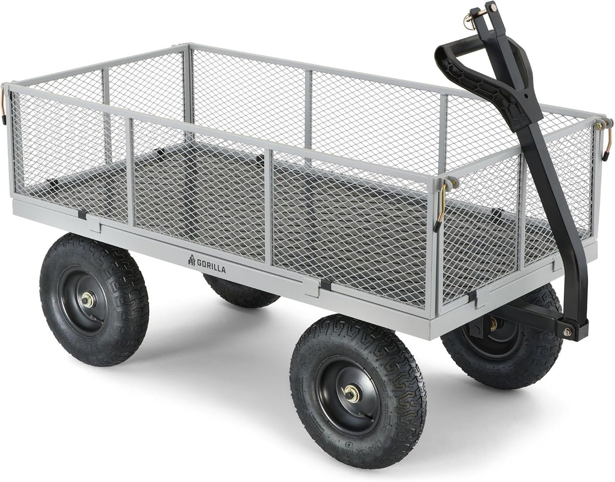 gorilla carts steel utility garden cart, 1000 lb., close-up detail