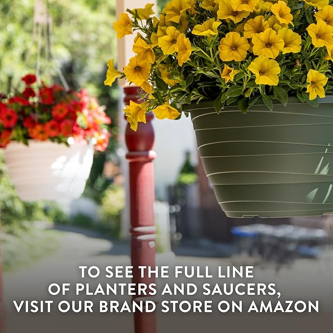 The HC Companies 13 Inch Wrapt Hanging Planters, Lightweight UV-Resistant Plastic Hanging Planters for Indoor & Outdoor Plants, 2-Pack Hanging Flower Pots for Garden, Patio & Home Decor, Pepperstone
