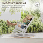 LUE BONA Outdoor Rocking Chairs Set, 3-Piece, HDPS Poly Porch Rockers with Table, Plastic Weather Resistant Rocking Chair Set for Outdoor Indoor, Garden, Backyard, 350lb,White Chairs+Table