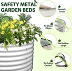 A ANLEOLIFE 2-Set 8X4X2 ft Galvanized Raised Garden Bed Kit, Oval Metal Deep Root Planters for Outdoor Plants, Antique White