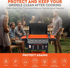 17 Inch Silicone Griddle Cover for Blackstone Griddle — Heavy Duty Food Grade BPA-Free Flat Top Grill Cover Mat, Edge-to-Edge Protection, All Seasons, Portable & Dishwasher Safe, Orange