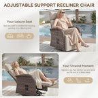 Zero Gravity Patio Swivel Rocking Recliner Chairs Set of 2 - Wicker Outdoor Lounge Chair with Adjustable Backrest & Footrest, All Weather Reclining Rocker Chairs with Thick Cushion for Pool Deck Beige