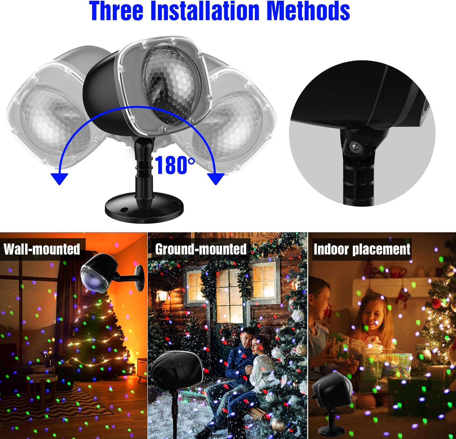 Christmas Snowfall Projector Lights Outdoor,15 Colors Holiday Rotating Falling Snow Projector with Remote Control,Waterproof Landscape Lights for Home Yard Garden Halloween Christmas Decor