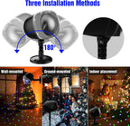 Christmas Snowfall Projector Lights Outdoor,15 Colors Holiday Rotating Falling Snow Projector with Remote Control,Waterproof Landscape Lights for Home Yard Garden Halloween Christmas Decor