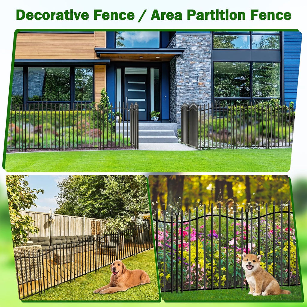 10 panels no dig decorative garden fence, side view