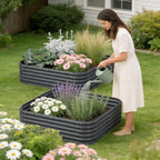 2-Pack 4x1.5ft Galvanized Raised Garden Bed, Outdoor Planter Bed, Metal Planter Box for Gardening and Planting,Dark Grey