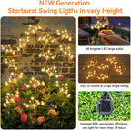 JJGoo Solar Garden Lights, New Upgraded 6 Pack Solar Swaying Starburst Light, Waterproof Fireworks Outdoor Lights, Yard Patio Pathway Decoration, Warm White