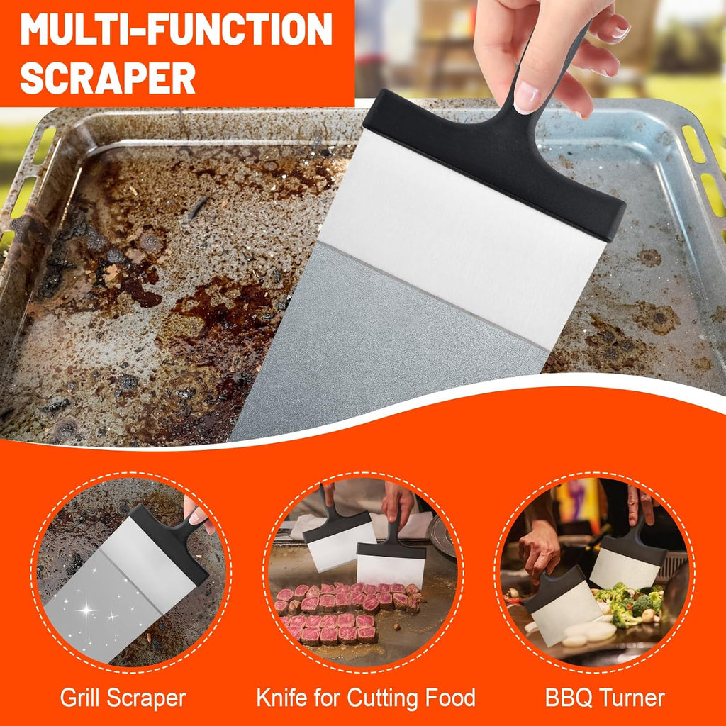 21 Pieces Griddle Cleaning Kit for Blackstone, Flat Top Grill Cleaning Accessories with Silicone Spatula Mat, Scraper, Grill Stone & Scouring Pads with Handle, Cleaning Gloves, Cleaning Towel