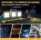 22000 Lumen Work Lights with Stand, 2 Adjustable Head LED Work Light, with Adjustable and Foldable Tripod Stand, Waterproof Lamp with Individual Switch with 6500 Kelvin Color Temperature