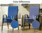MAMIZO Patio Dining Chairs, Stackable All Weather Teslin Chair, Heavy Duty Outdoor Breathable Chairs Set, w/Armrests, Upgraded Chair FeetW/Strenthened Iron Spacers, 330 LBS (6, Navy Blue)
