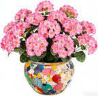 Artificial Geraniums Flowers for Outdoors, 6 Bundles Realistic Silk Fake Geranium, No Fade Faux Plants for Hanging Baskets, Window Boxes, Pots - Porch, Patio, Garden Decor(Pink)