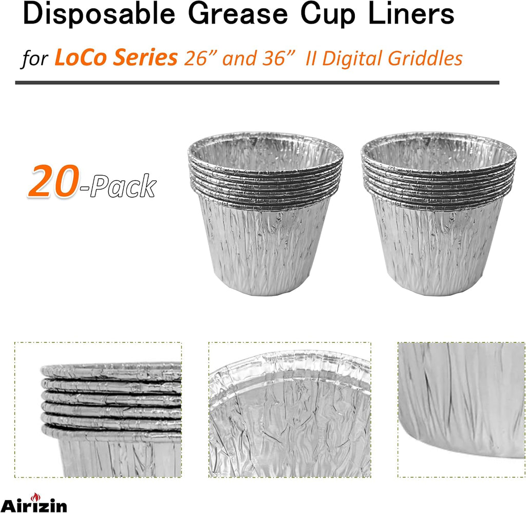 Grease Cup Liners Replacement for 26" and 36" LoCo Series II Digital Griddles Flat Top Grill,20-Pack