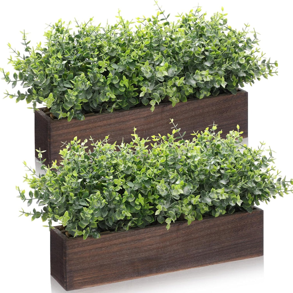 lyrow 2 pack eucalyptus plant,brown,16.1 inch,white frosted pointed, main product view