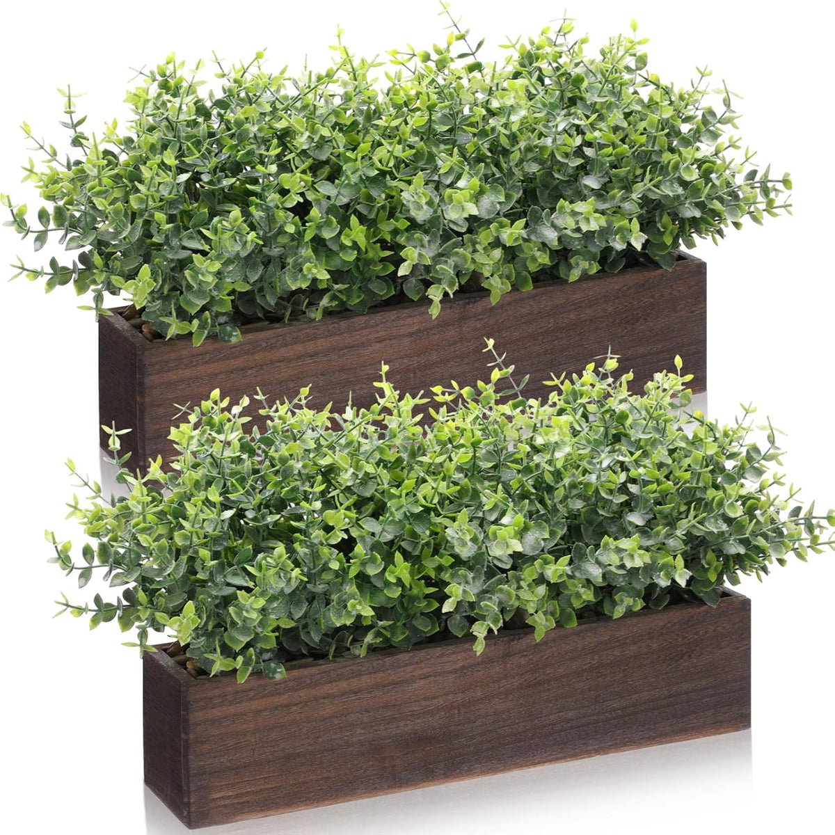 lyrow 2 pack eucalyptus plant,brown,16.1 inch,white frosted pointed, main product view