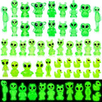 44 Pcs Luminous Mini Resin Alien Figures Miniature Figurines | Alien Statues Glow in the Dark for Outer Space Party Micro Landscape Decor
