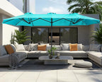 SUPERJARE 13FT Outdoor Umbrella for Patio, Double sided Pool Umbrellas with Fade Resistant Canopy, Large Table Umbrella for Deck, Market, Backyard - Light Blue