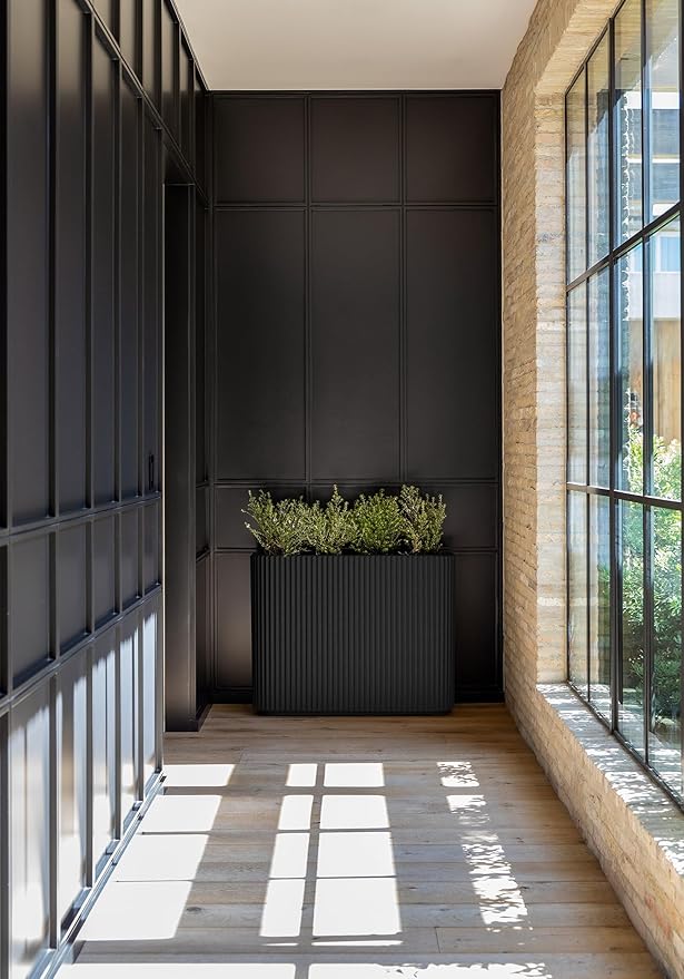 Veradek Demi Series Span Planter for Front Porch, Patio, Backyard | Durable Plastic-Stone Composite Material | Modern Décor for Shrubs, Flowers