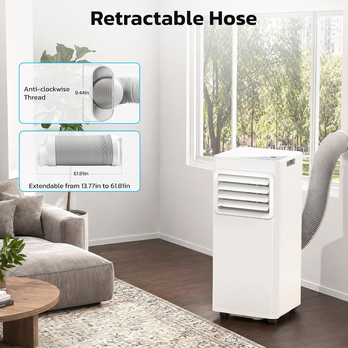 10,000btu energy saving portable air conditioners for rooms, side view