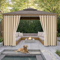 DIVA EN CAMINO DEC Waterproof Outdoor Curtain W105 x L95 - Grommet Top Sunlight Blocking Window Treatment Drapes Blackout Curtains for Home Bedroom Living Room Pergola Cabana Gazebo (Beige)