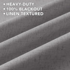 H.VERSAILTEX Linen Curtains 100% Blackout Curtains for Bedroom 108 inch Long Full Light Blocking Nature Linen Blended Window Curtains for Living Room Nickel Grommet (2 Panels, Heathered Dove)