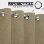 Easy-Going Linen Look Outdoor Curtains Waterproof Windproof Porch Curtains, Soft Thicken Outdoor Privacy Curtains for Patio, Gazebo, Grommet Top and Tab Bottom Drape, 1 Panel, 110x108 inch, Khaki