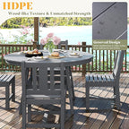 AMERLIFE 5 Piece HDPE Outdoor Dining Table & Chairs Set, All-Weather Patio Table and Chairs Set Furniture with Umbrella Hole for Garden, Backyard, Poolside, Seaside, Gray