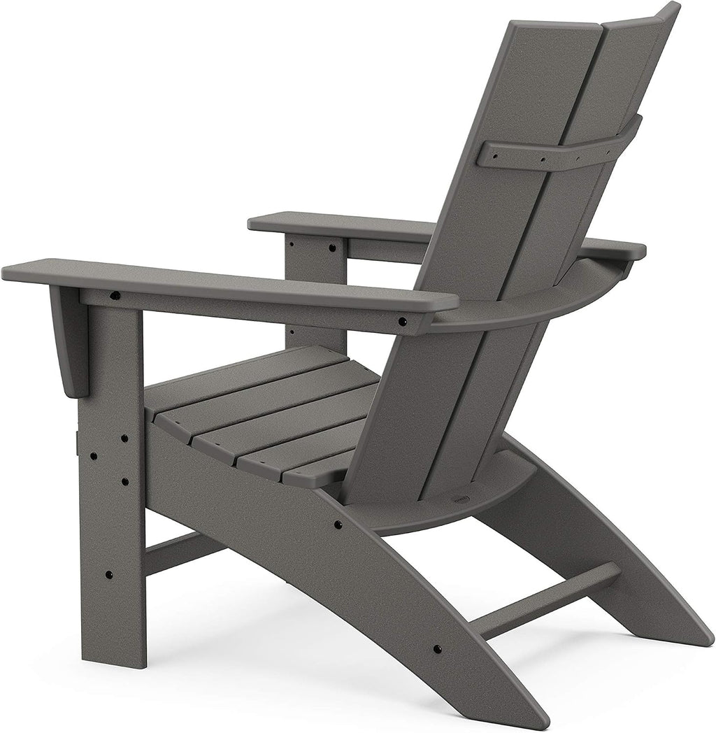 POLYWOOD Modern Curveback Adirondack Chair, HDPE Outdoor Patio Furniture, Fade-Proof All-Weather Deck Garden Fire Pit Chair, Red