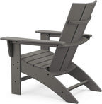 POLYWOOD Modern Curveback Adirondack Chair, HDPE Outdoor Patio Furniture, Fade-Proof All-Weather Deck Garden Fire Pit Chair, Red