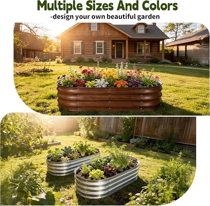 Galvanized Raised Garden Bed Outdoor, Large Raised Bed for Gardening, 4x2x1ft Metal Planter Box for Vegetables, Fruits, Flowers, Easy Assembly with Wing Nuts & Safe Rolled Design, Silver