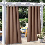 NICETOWN 2 Panels Patio Outdoor Curtains Waterproof, Thermal Insulated Stainless Steel Rustproof Grommet Blackout Indoor Outdoor Curtains/Drapes for Party/Cottage, W52 by L84, Tan