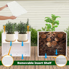 White Steel Heavy Planter for Outdoor Plants Metal Rectangular Outdoor Planter Spliced Flower Box with Partitions for Outside,Indoor,Garden (White, 32 * 15 * 24)