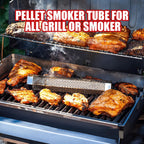 SHIKORI Smoker Tube,Stainless Steel Pellet Smoker Tube for Cold Smoker-6" | 5 Hours of Billowing Smoke-for Any Grill or Smoker,with Cleaning Brush