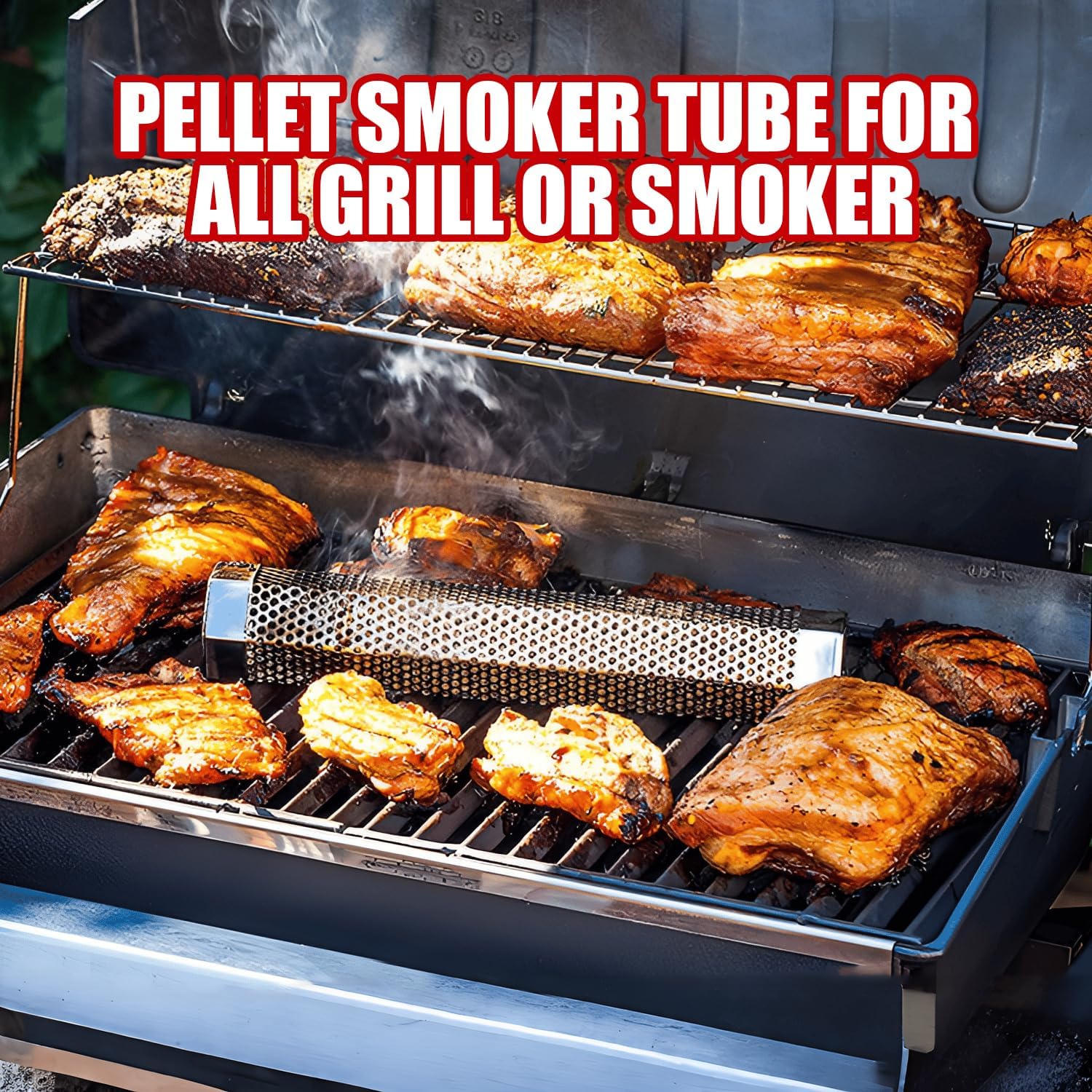 SHIKORI Smoker Tube,Stainless Steel Pellet Smoker Tube for Cold Smoker-6" | 5 Hours of Billowing Smoke-for Any Grill or Smoker,with Cleaning Brush