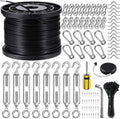 BLIKA String Light Hanging Kits, 400FT Coated Stainless Steel 304 Wire Rope, Outdoor Light Guide Wire, Globe String Light Suspension Kit Included Turnbuckles, Enough Accessories, Use Manual