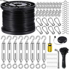 BLIKA String Light Hanging Kits, 400FT Coated Stainless Steel 304 Wire Rope, Outdoor Light Guide Wire, Globe String Light Suspension Kit Included Turnbuckles, Enough Accessories, Use Manual
