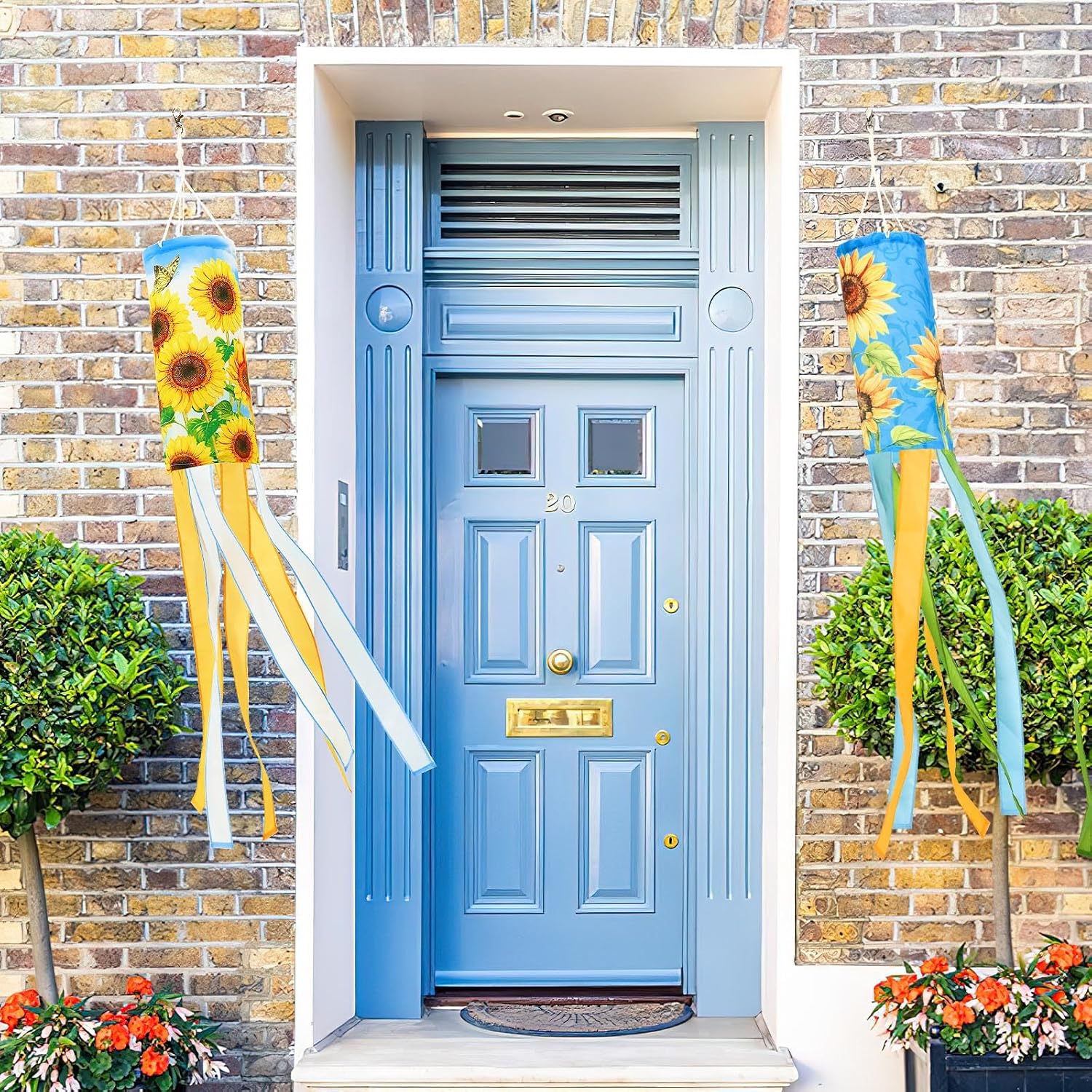 NOVWANG 2 Pieces Sunflower Windsock, 40 Inch Wind Socks for Outside Sunflower Wind Sock Summer Windsock for Home Garden Yard Balcony Decoration